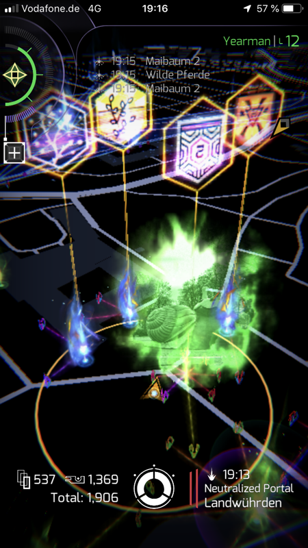 Ingress Prime (iPhone) screenshot: Reached the NL-1331 event portals.