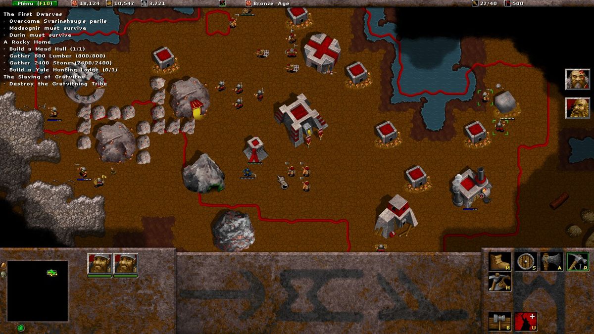 Wyrmsun (Windows) screenshot: Functional dwarves' village