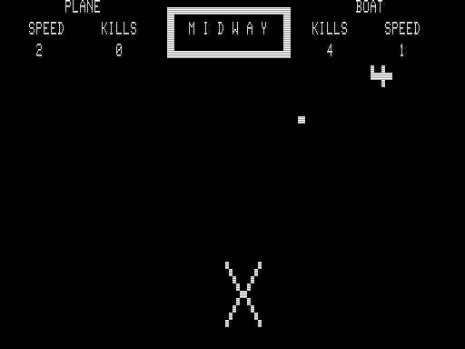 Midway (TRS-80) screenshot: Battleship Hit