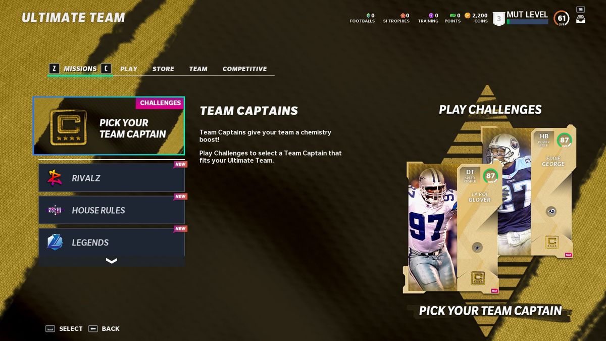 Madden NFL 21 (Windows) screenshot: Ultimate Team menu
