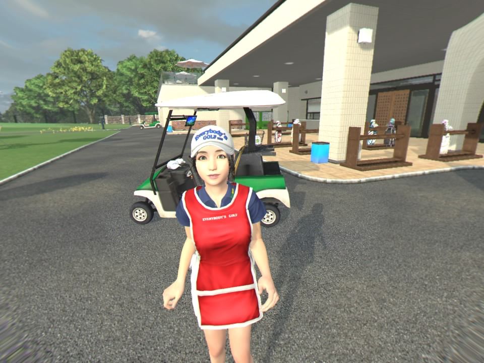Everybody's Golf VR (PlayStation 4) screenshot: Meeting with my caddy before heading for course