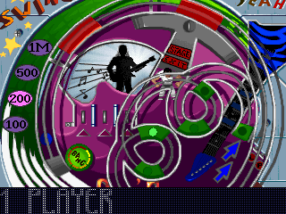Pinball Wizard 2000 (DOS) screenshot: Some twisted ramps