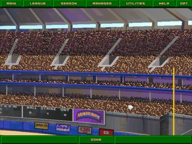 Tony La Russa Baseball 3 (DOS) screenshot: A view of the stadium