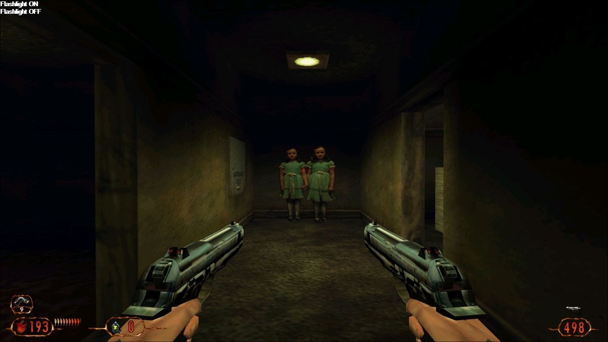 Blood II: The Chosen (Windows) screenshot: Now, the only thing missing here is Jack Nicholson going "Here's Johnny!"