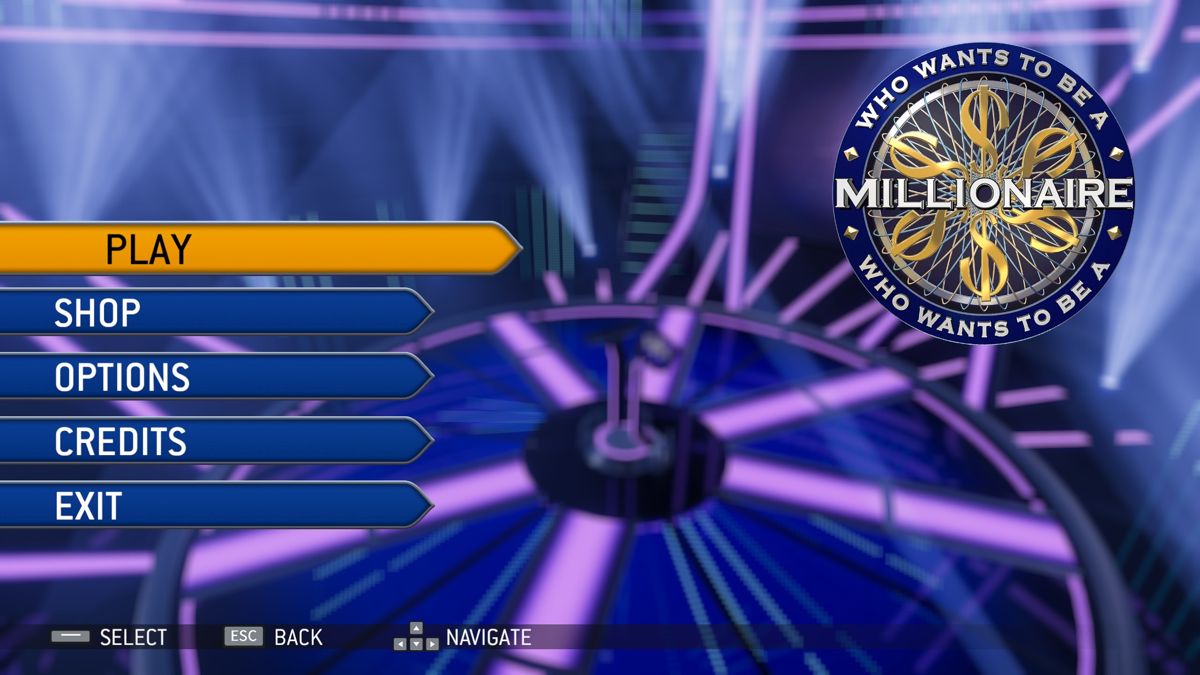 Who Wants to Be a Millionaire (Windows) screenshot: Main menu