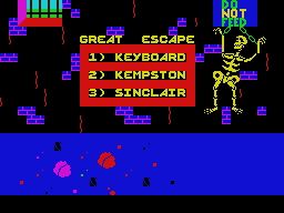 Monty Is Innocent (ZX Spectrum) screenshot: Options menu