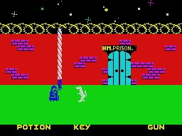 Monty Is Innocent (ZX Spectrum) screenshot: Outside the Prison is were the game starts.