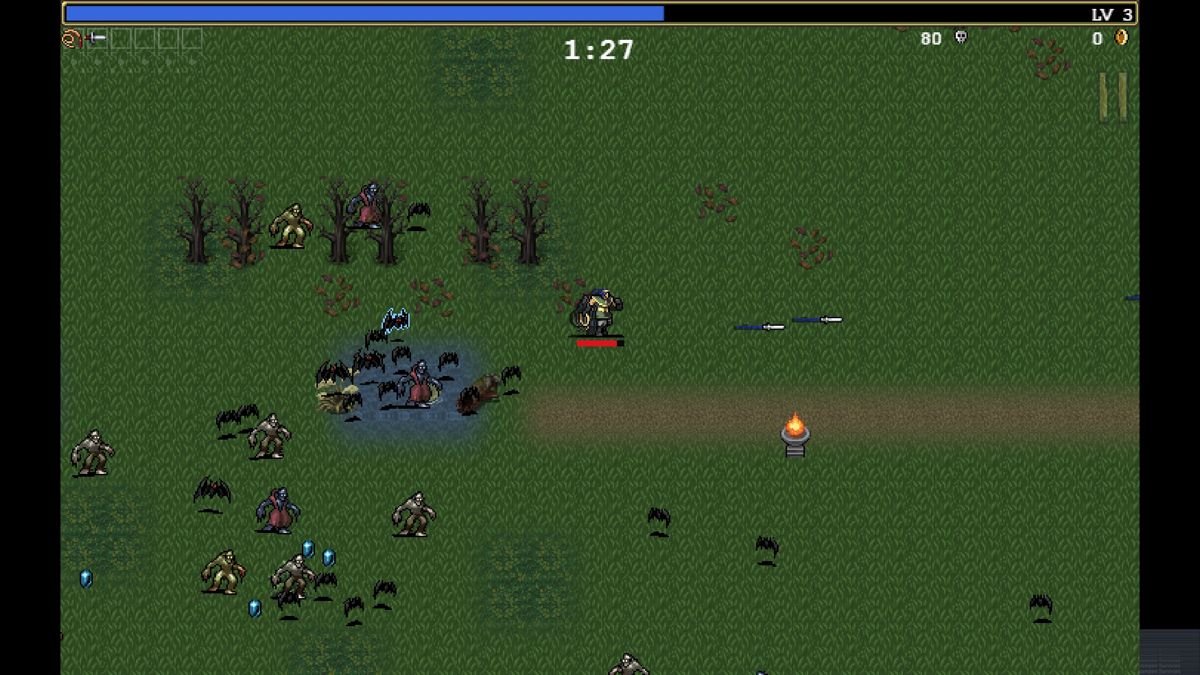 Vampire Survivors (Windows) screenshot: This is a quiet phase of the game. (full version)