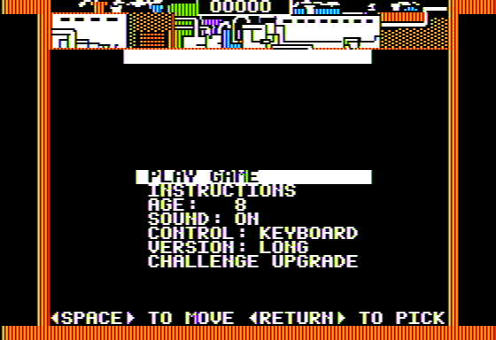 Robomath (Apple II) screenshot: Main Menu