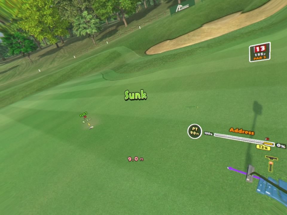 Everybody's Golf VR (PlayStation 4) screenshot: Wow, the ball went in... is it okay to feel a bit proud now?