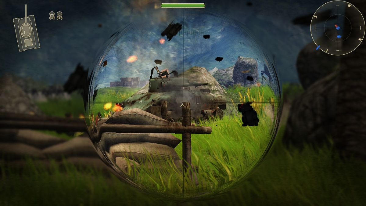 Battle Supremacy (Nintendo Switch) screenshot: Taking out an enemy Sherman tank