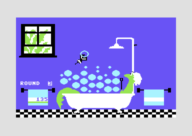 Bubble Burst (Commodore 64) screenshot: Fighting Black Zeboingers
