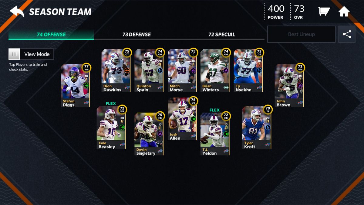 Madden NFL 21 Mobile (Android) screenshot: My team
