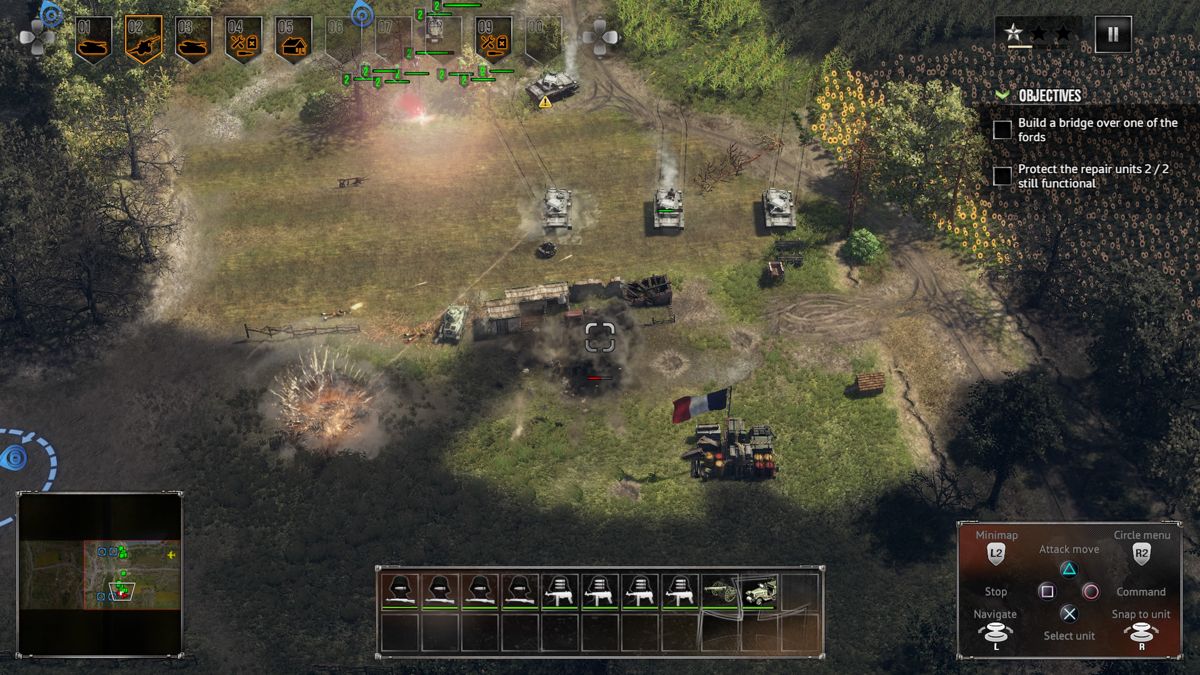 Sudden Strike 4 (PlayStation 4) screenshot: Capturing enemy base will replenish our ammo