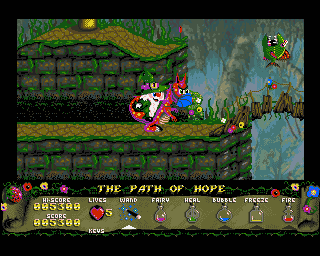 Wiz: Quest for the Magic Lantern (Amiga) screenshot: Level 1