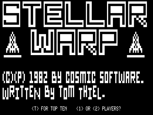 Stellar Warp (TRS-80) screenshot: Title Screen