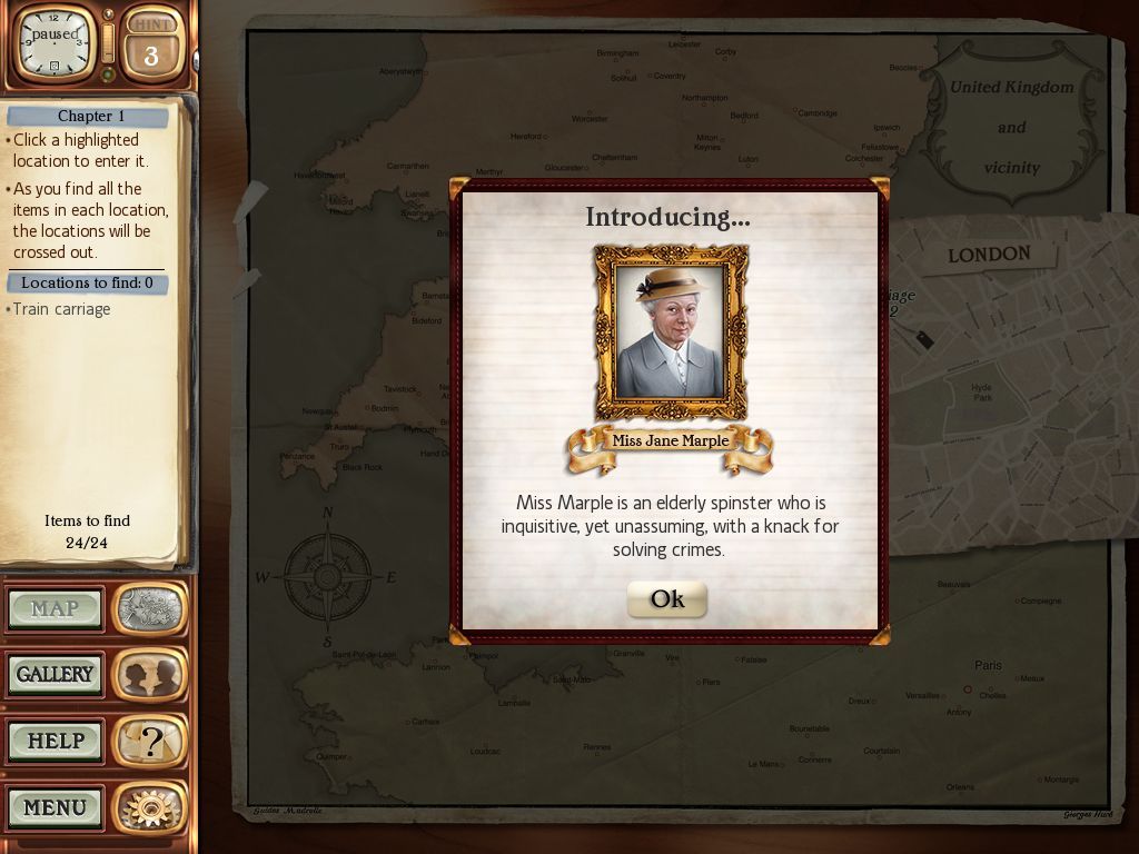 Agatha Christie: 4:50 from Paddington (Windows) screenshot: A character introduction screen. As the game develops more characters are introduced and can be viewed in the gallery