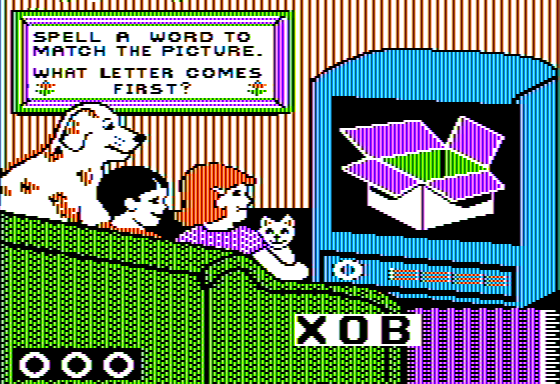 Valentine's Day Grump (Apple II) screenshot: Spell the Word