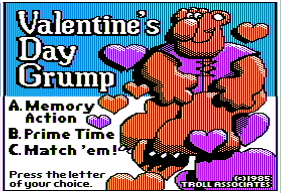 Valentine's Day Grump (Apple II) screenshot: Title Screen