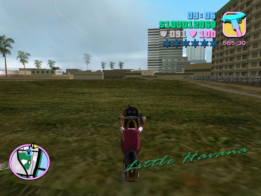 Grand Theft Auto: Vice City (Windows) screenshot: On motorcycles, you can pop wheelies or perform stoppies.