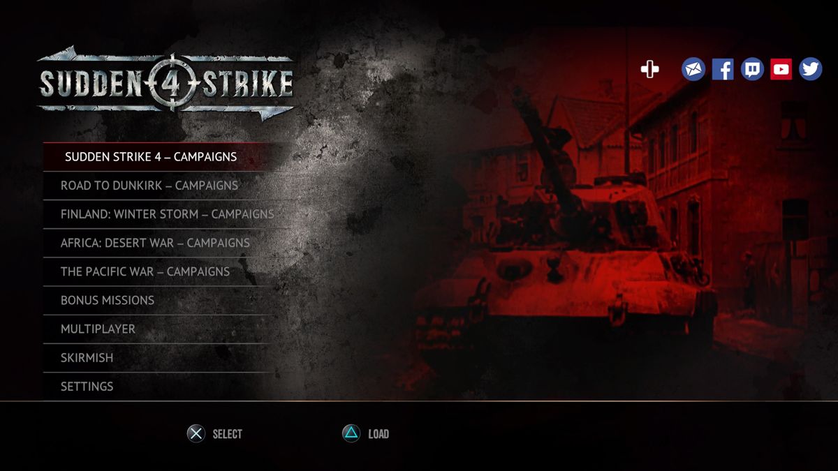 Sudden Strike 4 (PlayStation 4) screenshot: Main menu