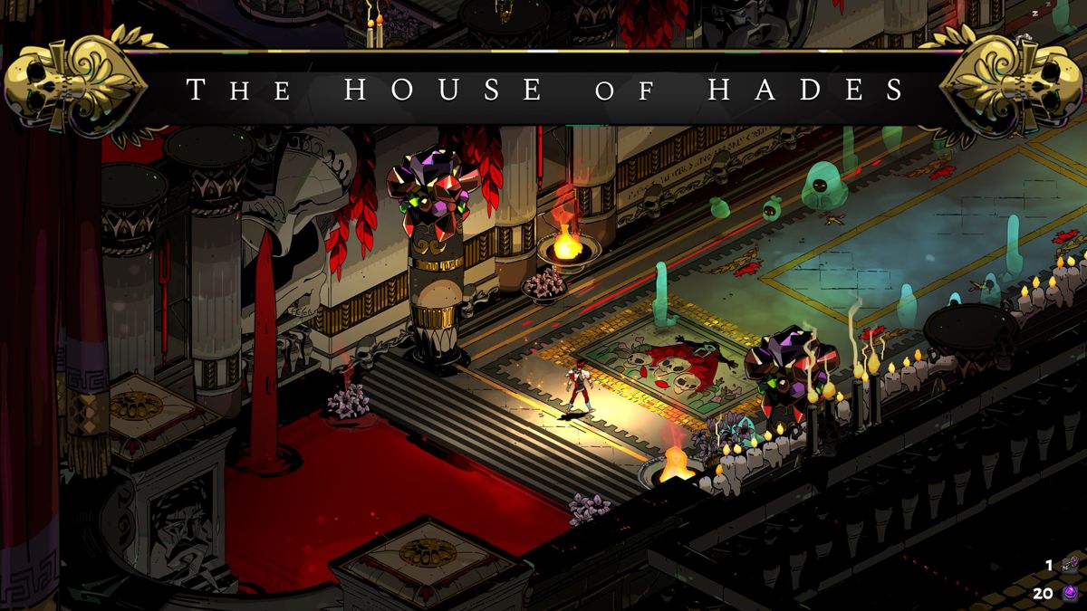 Hades (Windows) screenshot: The House of Hades, the place where you go before starting a new run.
