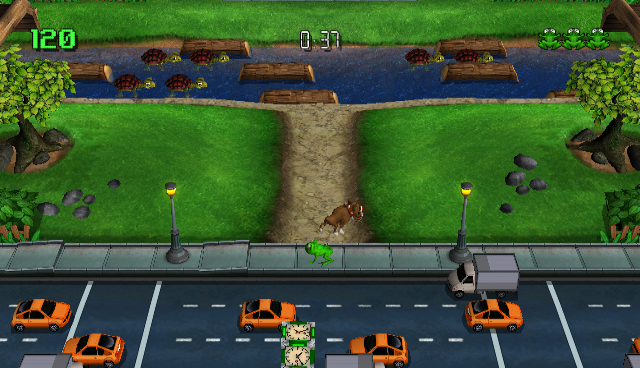 Frogger Returns (Wii) screenshot: Gameplay - beware of the dogs!
