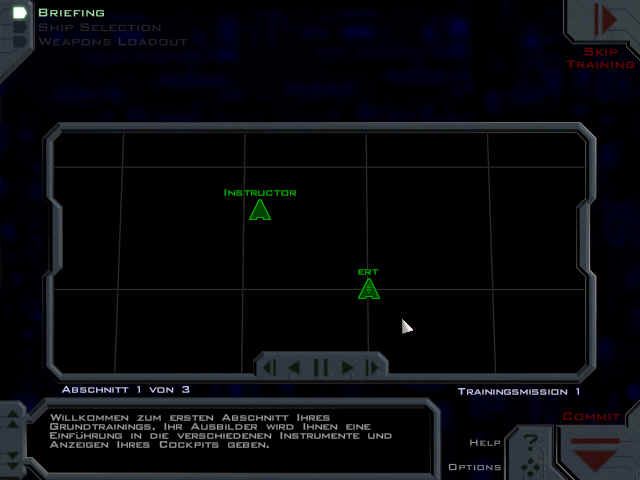 Descent: Freespace - The Great War (Windows) screenshot: First mission...