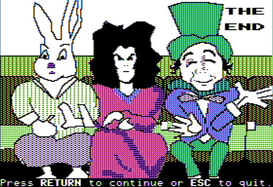Microzine #19 (Apple II) screenshot: Malice in Wonderland - The End