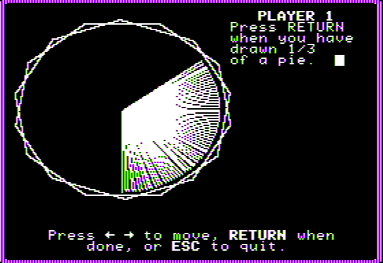 Microzine #19 (Apple II) screenshot: Estimator - Try to Guess 1/3 of a Circle