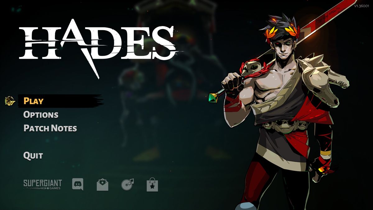 Hades (Windows) screenshot: Main menu