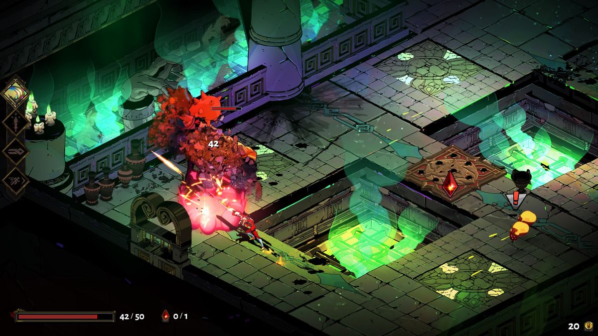 Hades (Windows) screenshot: Fighting an enemy with the sword that is the starting weapon.
