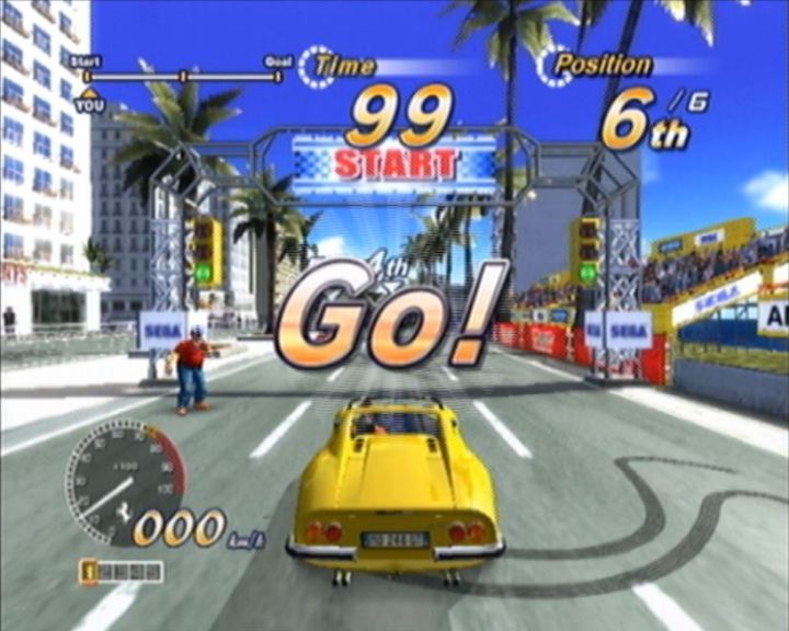 OutRun 2006: Coast 2 Coast (PlayStation 2) screenshot: The Flagman race start