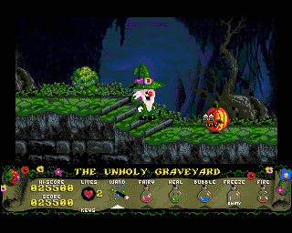 Wiz: Quest for the Magic Lantern (Amiga) screenshot: Level 2