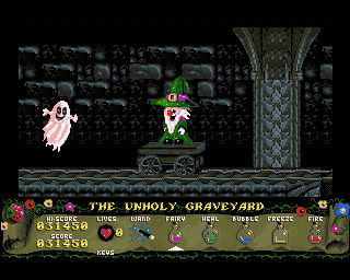 Wiz: Quest for the Magic Lantern (Amiga) screenshot: There are ghosts.