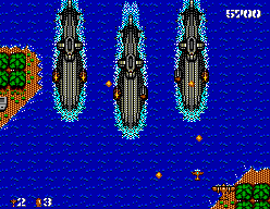 Bomber Raid (SEGA Master System) screenshot: Those submarines look much bigger than you