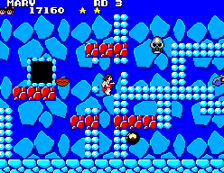 Quartet (SEGA Master System) screenshot: The skull is your warning not to go any further