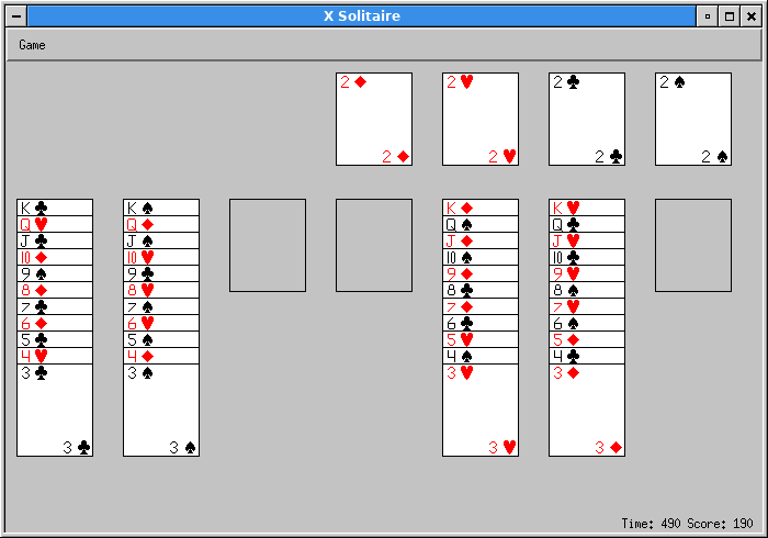 X Solitaire (Linux) screenshot: Yup, fully sorted
