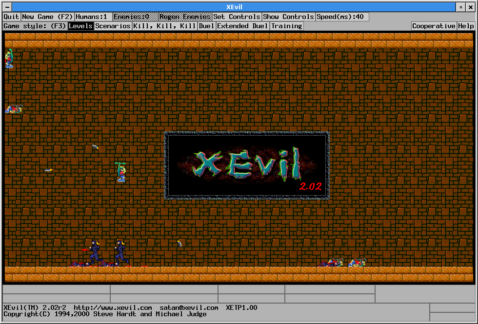 XEvil (Linux) screenshot: Title screen