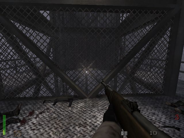 Return to Castle Wolfenstein (Windows) screenshot: Even fine details like this wire fence look great