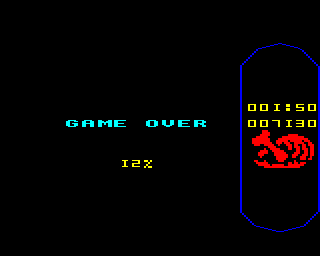 Atic Atac (BBC Micro) screenshot: The game over screen shows the percentage of game completion.