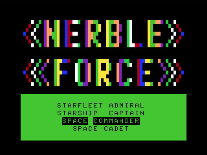 Nerble Force (TRS-80 CoCo) screenshot: Title Screen