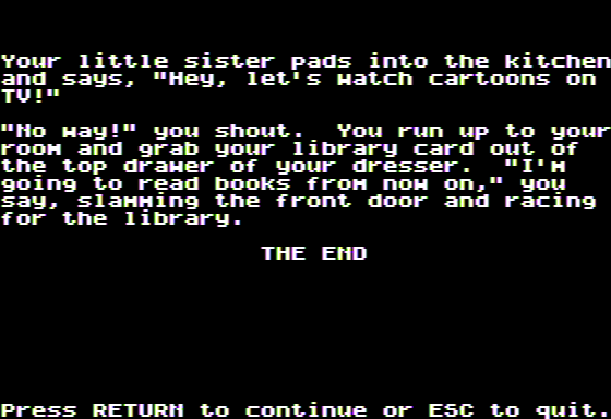 Microzine #22 (Apple II) screenshot: Haunted Channels - I Give Up on TV
