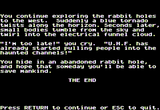 Microzine #22 (Apple II) screenshot: Haunted Channels - I Lost the Game