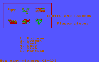Chutes and Ladders (DOS) screenshot: Select number of players