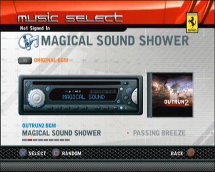 OutRun 2006: Coast 2 Coast (PlayStation 2) screenshot: It does not long for these songs to became earworms!
