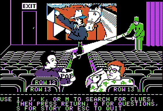 Microzine #22 (Apple II) screenshot: Monitor Mystery - View of the Theater