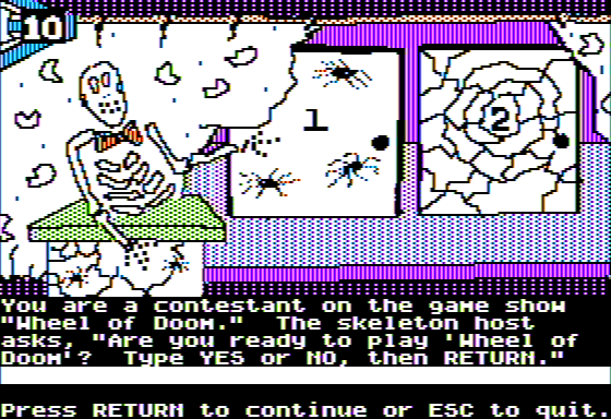 Microzine #22 (Apple II) screenshot: Haunted Channels - I'm on a Game Show