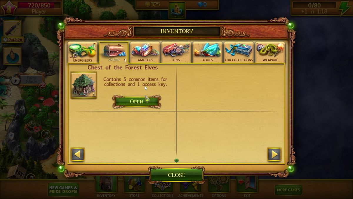 Lost Lands: A Hidden Object Adventure (Windows) screenshot: The inventory system sorts our things for us