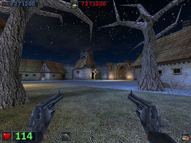 Serious Sam: The Second Encounter (Windows) screenshot: East-European horror scene. Add Dracula and stir